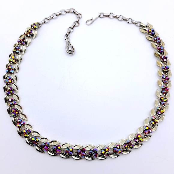 Coro Jewelry - Vintage Coro Red Aurora Borealis Collar Necklace